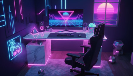 Modern professional home office workspace and contemporary desk setup interior.