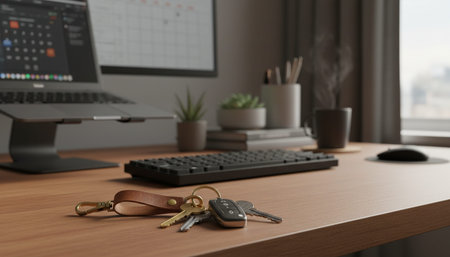 Modern professional home office workspace and contemporary desk setup interior.