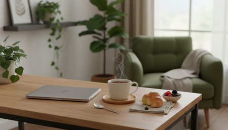 Modern professional home office workspace and contemporary desk setup interior.