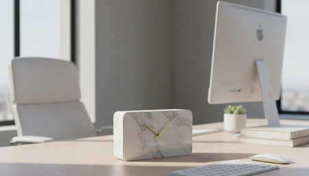Modern professional home office workspace and contemporary desk setup interior.
