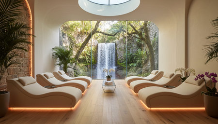 Luxury opulent indoor architecture featuring grand botanical atriums and elegant leisure spaces.