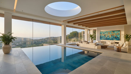Luxury opulent indoor architecture featuring grand botanical atriums and elegant leisure spaces.
