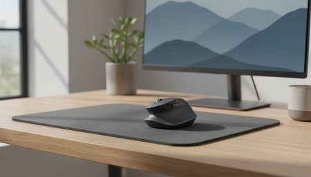 Modern professional home office workspace and contemporary desk setup interior.