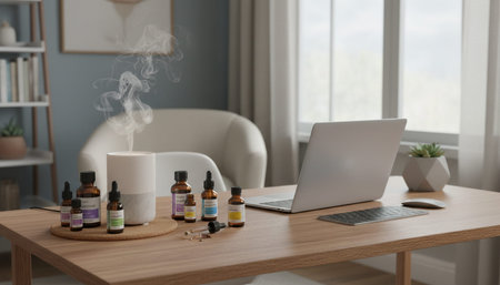 Modern professional home office workspace and contemporary desk setup interior.