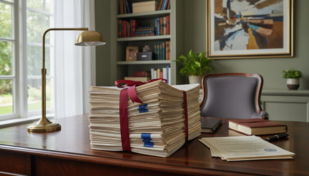 Modern professional home office workspace and contemporary desk setup interior.