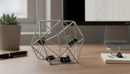 Modern professional home office workspace and contemporary desk setup interior.