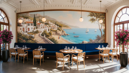 Opulent grand interior architecture for luxury hospitality and fine dining spaces.