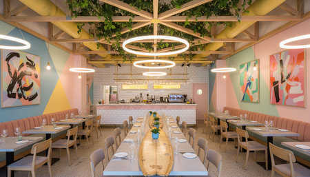 Opulent grand interior architecture for luxury hospitality and fine dining spaces.