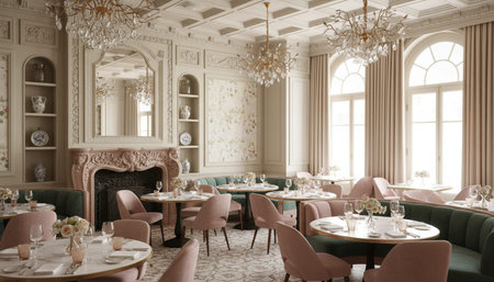 Opulent grand interior architecture for luxury hospitality and fine dining spaces.