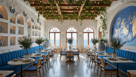 Opulent grand interior architecture for luxury hospitality and fine dining spaces.
