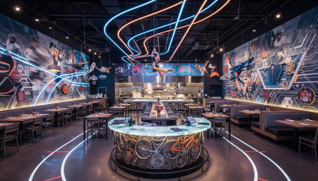 Opulent grand interior architecture for luxury hospitality and fine dining spaces.