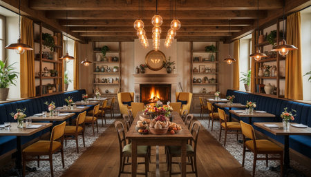 Opulent grand interior architecture for luxury hospitality and fine dining spaces.