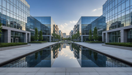 Modern biophilic interior design with lush green walls and contemporary architecture.