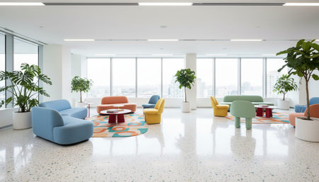 Modern biophilic architecture featuring lush vertical green walls and contemporary interior design.