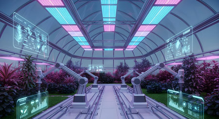 3D CG rendering of Futuristic space station with virtual reality interfaceの素材