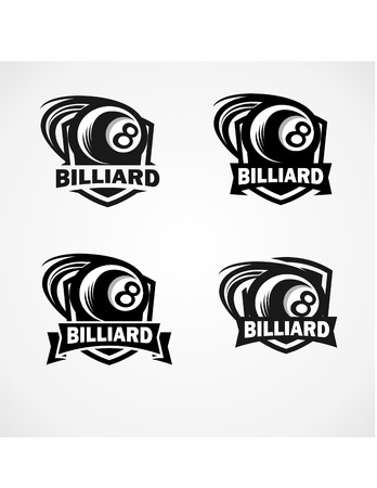 Billiard Badge Logo Vector Set of 4のイラスト素材
