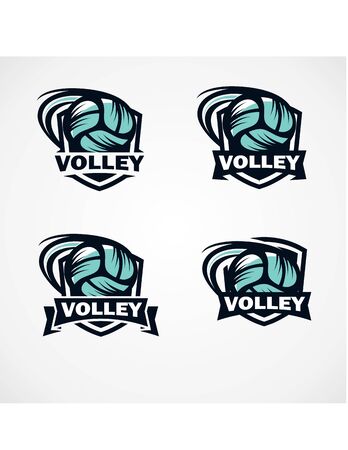 Volley Badge Logo Vector Set of 4のイラスト素材