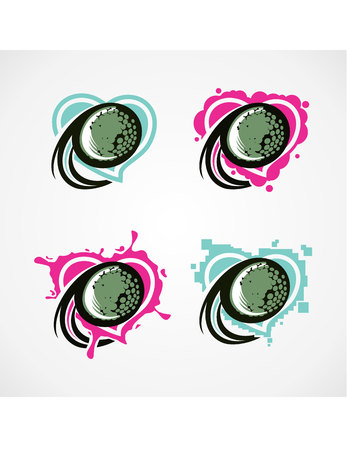 Love Golf  Vector Set of 4のイラスト素材