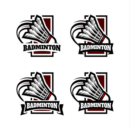 Badminton Square Badge Logoのイラスト素材