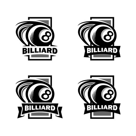 Billiard Square Badge Logo Vector illustration.のイラスト素材
