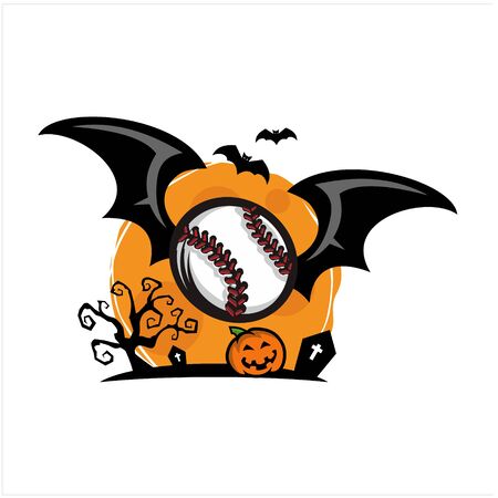 Baseball Halloween Moon Theme Vectorのイラスト素材