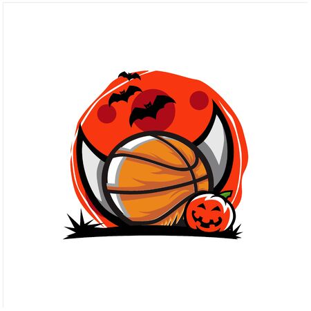 Basketball Halloween Moon Theme Vectorのイラスト素材