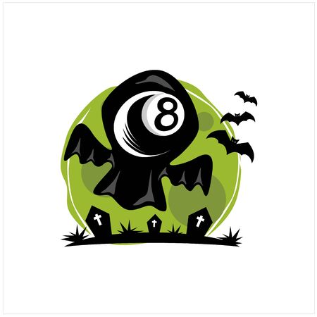 Billiard Green Moon Halloween Theme Vectorのイラスト素材