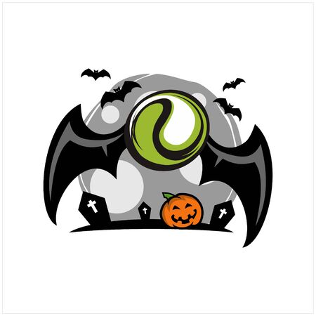 Tennis Halloween Moon Theme Vectorのイラスト素材