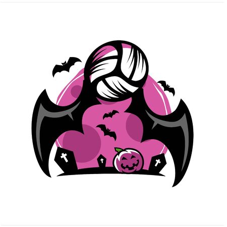 Volleyball Halloween Moon Themeのイラスト素材