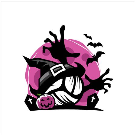 Volleyball Halloween Moon Themeのイラスト素材