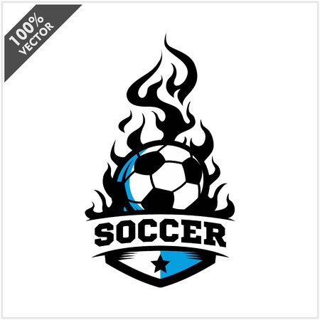 soccer ball flame badge logo vectorのイラスト素材