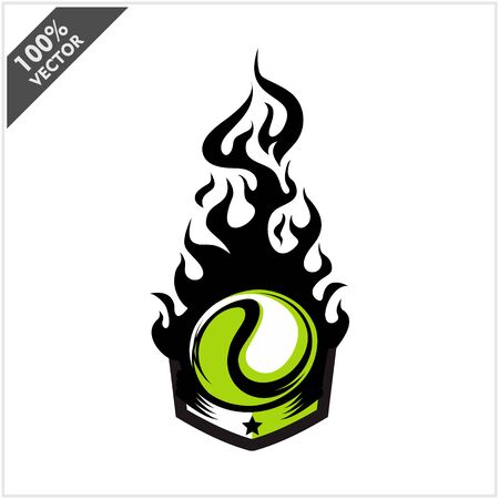 Tennis ball flame badge logo vectorのイラスト素材