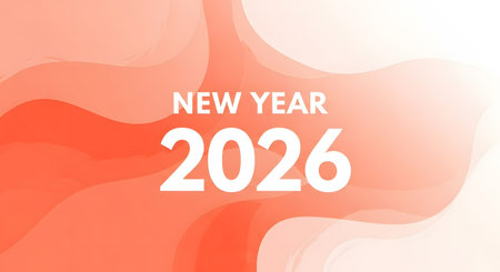 New Year 2026 banner. Abstract background for future planning. Modern liquid wavy shapes texture design concept.の素材
