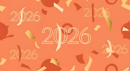 Happy New Year 2026 festive seamless pattern background. Financial forecast business planning agenda celebration concept.の素材