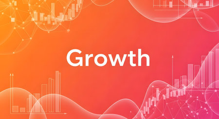 Financial growth concept abstract background showing data visualization charts and graphs. Positive business development investment success banner.の素材