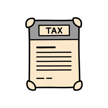 Tax form document with header labeled TAX. Represents finance, accounting, payment, obligation, paperwork, legal, financial and government.のイラスト素材