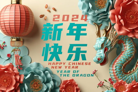 Happy Chinese New Year 2024, Year of the Horse. 3D renderingの素材