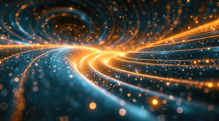 3d render, abstract background with glowing particles in space, computer generated imagesの素材