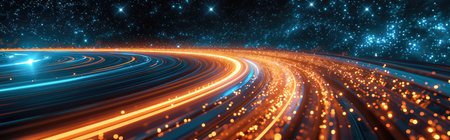lights of moving cars at night. long shutter speed. 3d renderingの素材