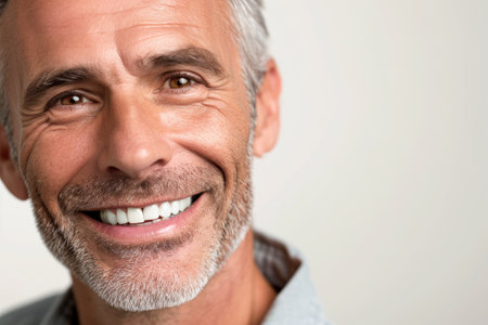Close up portrait of a smiling senior man looking at the camera.の素材