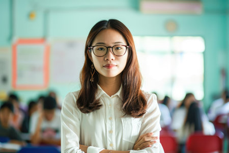Portrait of asian young businesswoman in meeting room at officeの素材