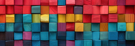 Colorful wooden cubes as a background texture. 3D illustrations.の素材