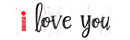 Love you. Vector handwritten modern calligraphy. Hand drawn lettering.の素材