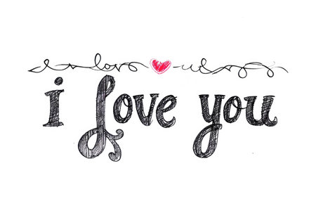 I love you - hand lettering inscription, calligraphy vector illustrationの素材