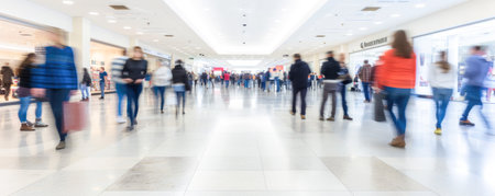 blurred image of people walking in the shopping mall, business conceptの素材