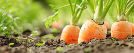 Fresh carrots growing in the garden. Selective focus. nature.の素材