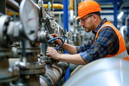 Engineer at work in the oil and gas industry. Oil and gas industry.の素材