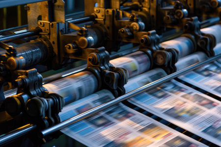 Production line of the printing house. Industrial backgroundの素材