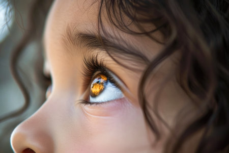Close-up of a child's eyes. Selective focus.の素材