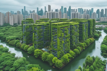 Aerial view of a residential area in Shenzhen, China.の素材